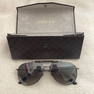 Gucci black aviator bamboo sunglasses case included